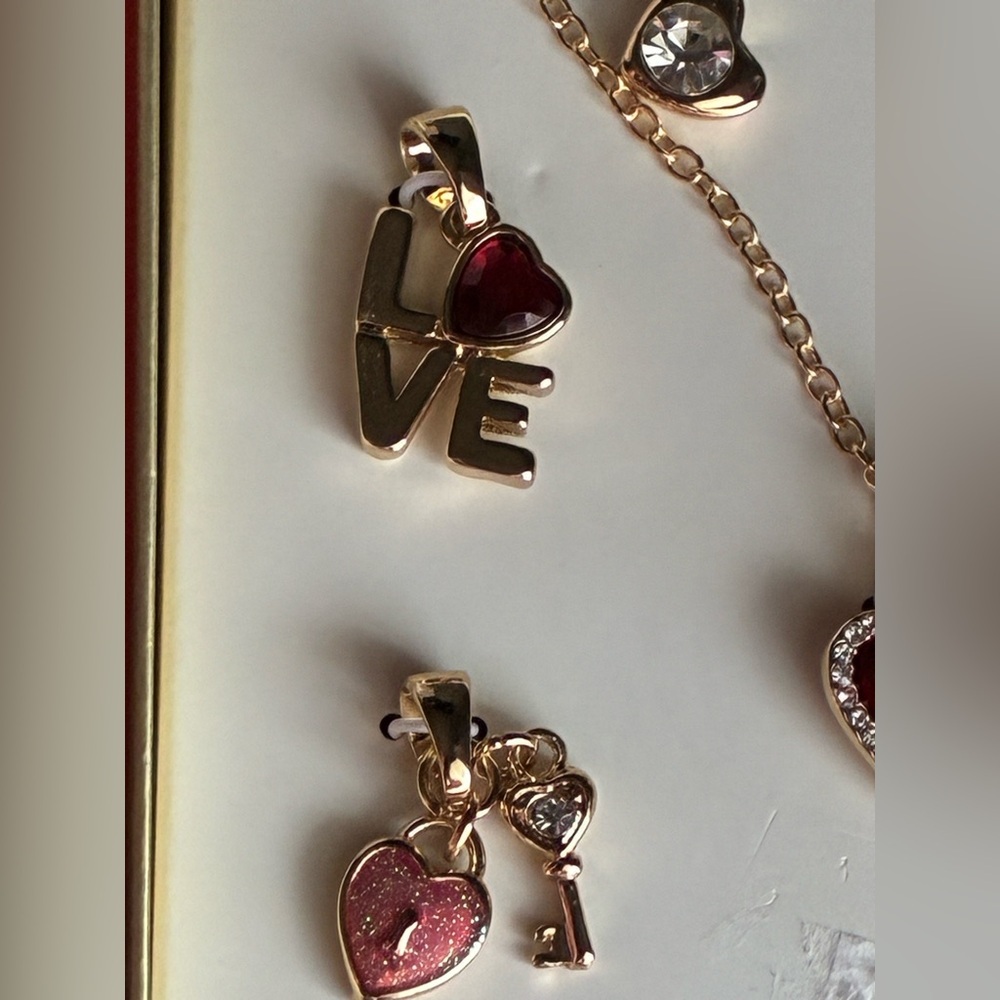 Napier Gold and Red Heart Necklace Set - Picture 2 of 8